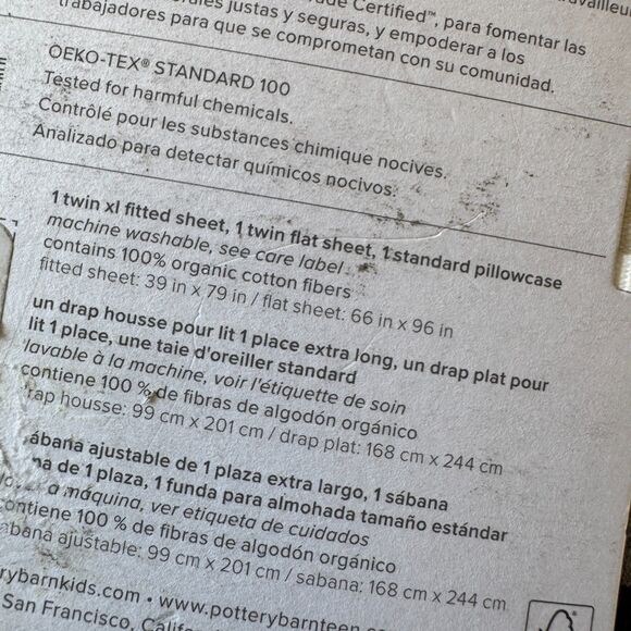 Pottery Barn Favorite Tee Organic Striped Jersey Knit Sheets Black Gray XL Twin - Picture 5 of 7